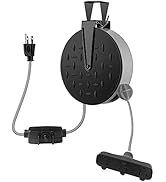 HONDERSON 30 Ft Retractable Extension Cord Reel, 16/3 SJTW Power Cord with 3 Electrical Outlets, ...