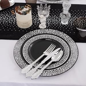 black disposable plates