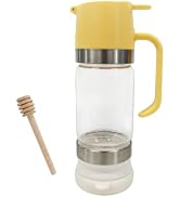 Dbbsfst Glass Honey Dispenser Bottle 10oz, Squeeze-Free Drip Stopper with Self-Cleaning Spout, Le...