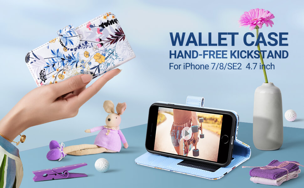 iphone 7 8 wallet case with card slot holders iphone 7 flip case stand pouch purse iphone se phone