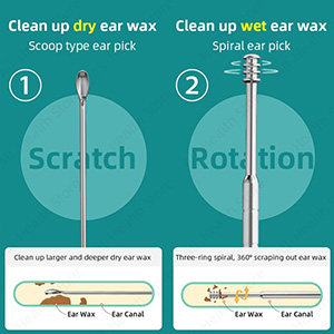 Luxxii 2 Pack - Stainless Steel Ear Spoon Portable Double-Ended Ear Pick Earwax Cleaning Tools