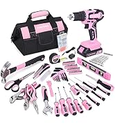 FASTPRO 232-Piece 20V Pink Cordless Lithium-ion Drill Driver and Home Tool Set, Lady's Repairing ...