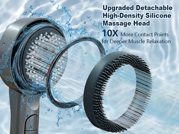 Detachable High-Density Silicone Massage Head 10X More Contact Points