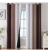 Estelar Textiler Brown and Greyish White Gradient Blackout Curtains for Bedroom, Thermal Insulate...