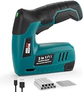NEU MASTER Electric Staple Gun, 2 in 1 Cordless Brad Nailer with 2000 Staples & Nails, 4V Electri...