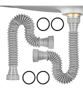 Rackickyer Sink Drain Pipe Kit, 2 Pack Flexible Drain Pipe P Trap, 8.46