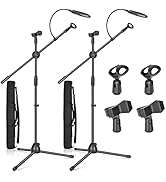 OUKMIC Microphone Stand, Tripod Boom Mic Mike Stand with Pop Filter Mic Clip Carrying Bag for Str...