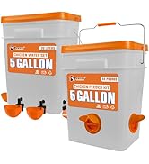 5-Gallon/44 Pounds Automatic Chicken Feeder & Waterer Set(2 Buckets), Chicken Feeder Port & Water...