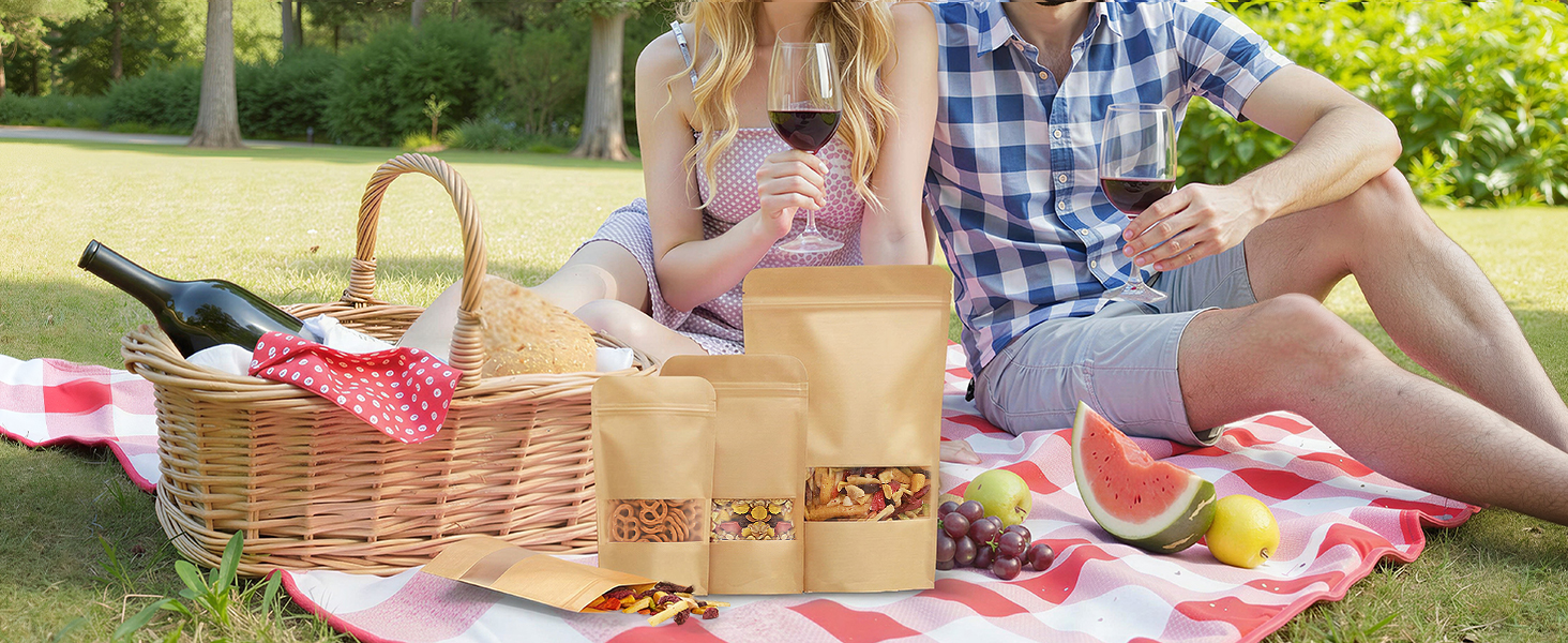 Kraft Stand Up Pouches with Matte Windonw