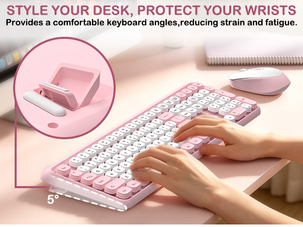 cute keyboard and mouse combo wireless-retro round keys