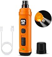 Casfuy Dog Nail Grinder with 2 LED Light - New Version 2-Speed Powerful Electric Pet Nail Trimmer...