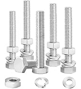 Ruibapa 4 Sets 5/16-18 x 5" Stainless Steel Hex Head Screws Bolts, Flat, Nuts & Lock Washers,Hex ...