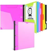 INFUN 1 INCH All-in-one Telescoping Binder Notebook- 2PCS, 3 Ring Binder with 1 Plastic Movable P...