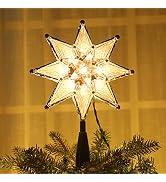 Brizled Star Christmas Tree Topper, 8" Lighted Double-Sided Star Treetop, 8-Point Star Xmas Tree ...