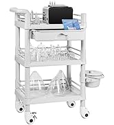 Meifuly Beauty Trolley Cart with Wheels, Vacuum Therapy Machine Trolley with Handrail, Bucket and...