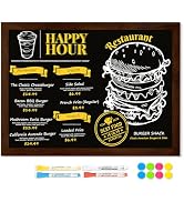 DOLLAR BOSS Magnetic Chalkboard for Wall, 24" x 18" Rustic Brown Framed Chalk Memo Board Menu Sig...