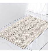 Turquoize Chenille Bath Rugs Shaggy Bathroom Rugs Non Slip Bath Mat for Bathroom 17 x 24 Bath Rug...