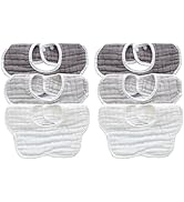 MUKIN Baby Drooling Towel, Snap Bibs, Muslin Bibs, 6 Pack, Adjustable, Soft Cotton