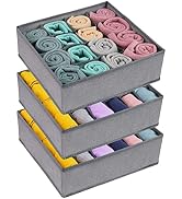 GOGOODA Socks and Underwear Drawer Organizers 3 Pack with Large Cell for Lingerie, Socks, Ties