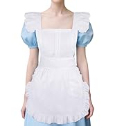 Cardkiss White Apron for Women with Pockets Kitchen Cooking Waitress Cleaning Maid Apron Costume
