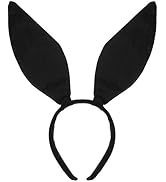 Uonlytech Big Bunny Ears Headband for Women, Black Rabbit Ear Hair Band Easter Rabbit Ear Hair Ac...