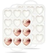 AOTASO 2 Pcs Heart Shaped Muffin Pan with Metal Reinforced Frame 12 Cup Nonstick Silicone Heart C...