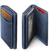 BULLIANT Men Wallet, Slim Front Pocket Leather Wallet Magnetic Closure for Gift Men 12Cards 4.3