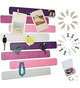YOUDEFUL 8Pcs Bulletin Board Strips, Purple Rose Felt Pin Board Bar Strips with 50 Pushpins, Self...