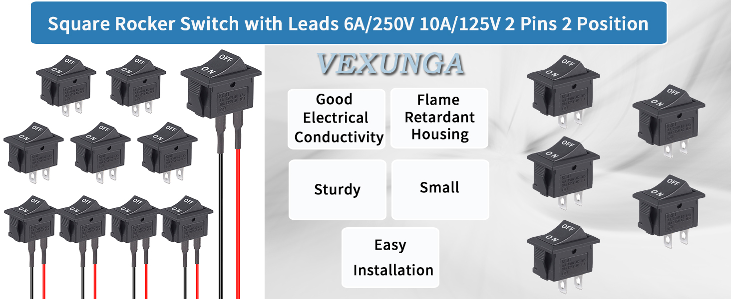 KCD1 Mini Rocker Switches 2 Pin