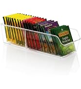 Dinceer Tea Bag Organizer, Tea Bag Holder, Clear Plastic Tea Organizer for Cabinet, 2 Compartment...