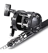 Sougayilang Conventional Reel and Fiberglass Fishing Rod Combo, Medium Heavy for Catfish Angling