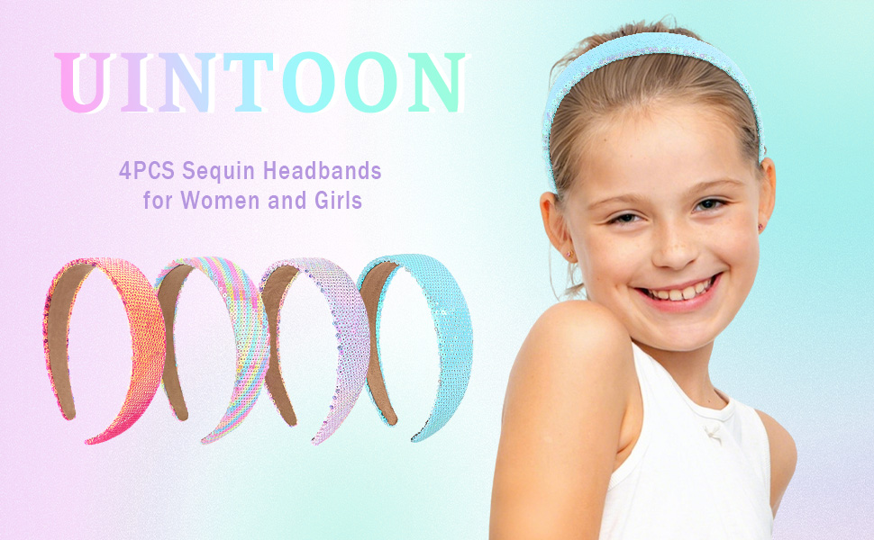 Sequin Headbands for Girls 4PCS