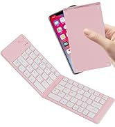 Wireless Keyboard Pink Foldable Bluetooth Keyboard Slim Small Quiet Portable Compact Handheld Ful...