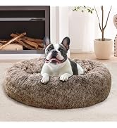 JOLLYVOGUE Small Calming Dog Bed, Anti-Anxiety Donut Cuddler Cat Bed with Anti-Slip Bottom, Fluff...