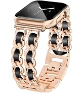 JR.DM Rose Gold Watch Bands for Women Compatible with Apple Watch Band Leather 38mm 40mm 41mm 42m...