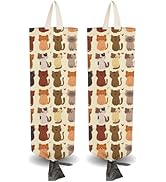 PRESSINART 2Pcs Cat Plastic Bag Holder Grocery Bag Holder Dispenser with 4Pcs Adhesive Hooks Cute...