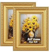 Splinterix 5x7 gold picture frames Set of 2, Ornate Vintage 5 x 7 Photo Frames for Wall Decor or ...