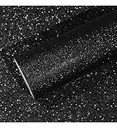 VEELIKE Black Glitter Wallpaper 15.7''x118'' Peel and Stick Sparkly Glitter Black Contact Paper D...