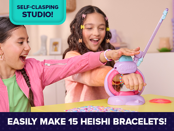 Kids making bracelets with the Cool Maker toy