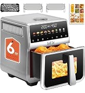 Air Fryer, 6 Qt, Stainless Steel Air Fryer, Stainless Steel Housing& Full Metal Inner Pot, PTFE a...