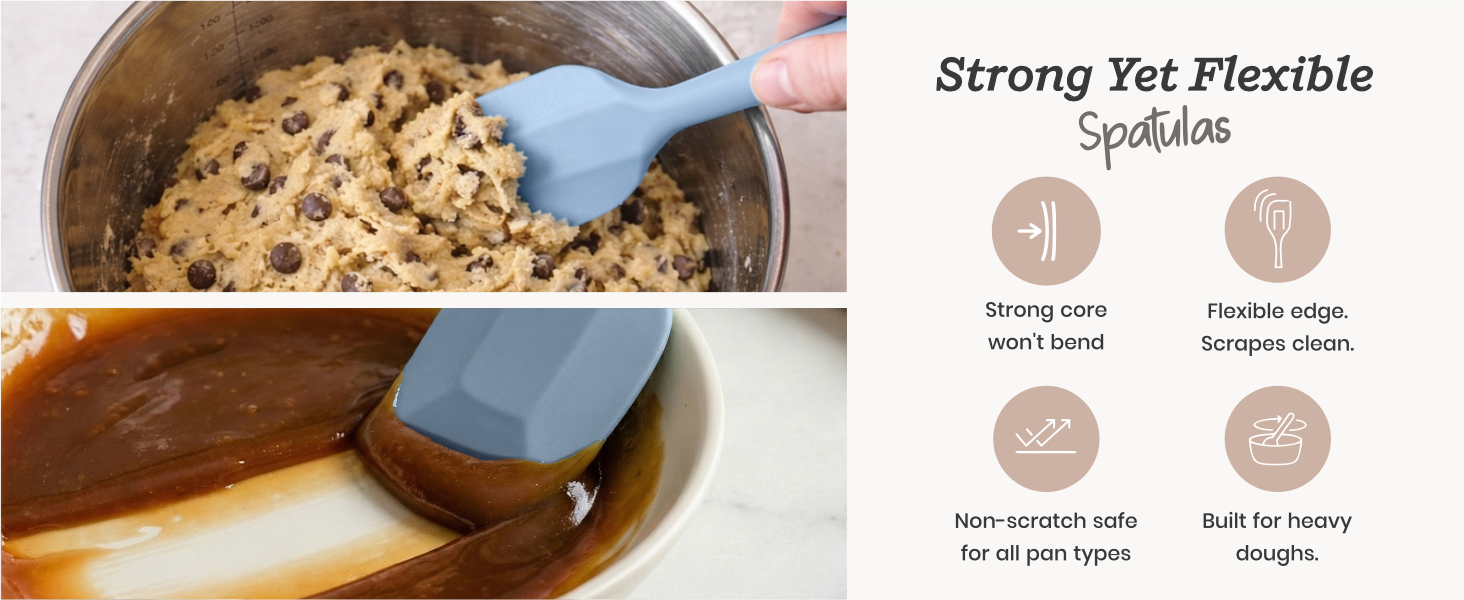 Scrape n Stir 4pc Spatula set large mini silicone scraper rubber dough batter caramel candy