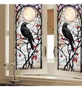 HOMETITUTE Gothic Raven Vine Privacy Window Film Cling 17.7x39.3 PVC | Gothic Sticker, Glass Deca...