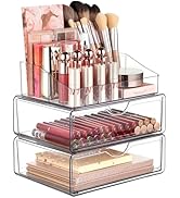 Vtopmart 3 Tier Clear Makeup Organizer with Drawer, Cosmetic Storage for Dresser Countertop and B...