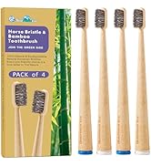 BlueForest Era Horse Hair Toothbrush, Natural Bamboo Toothbrushes, Organic Wooden Toothbrush Non ...
