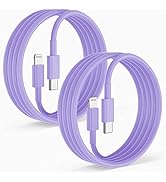Citelect 2 Pack Fast Charger Cable, 6ft USB-C to Lightning Cable, MFi Certified, Purple, for iPho...