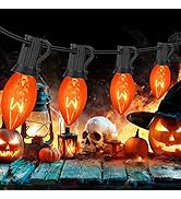 PASUTO Halloween Decorations C7 Orange Halloween Lights with 27Pcs Clear C7 Light Bulbs (2 for Sp...