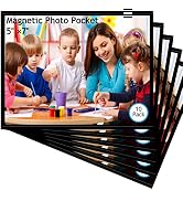 Mositear 10 Pack 5"x7" Premium Magnetic Picture Pockets Frames with Black Holds 5 x 7 inches Phot...