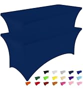 Smiry 2 Pack Spandex Table Cloth 6FT, Elastic Fitted Stretch Tablecloths for Rectangle Tables, Wa...