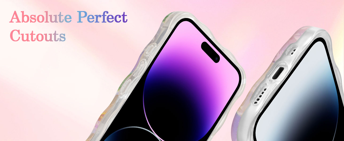 Two smartphone screens with curved edges, one displaying purple gradient, the other silver, against pink background.