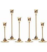 NLBTW Gold Candlestick Holders Set of 6, Candle Stick Taper Candle Holder, Vintage Decorative Met...